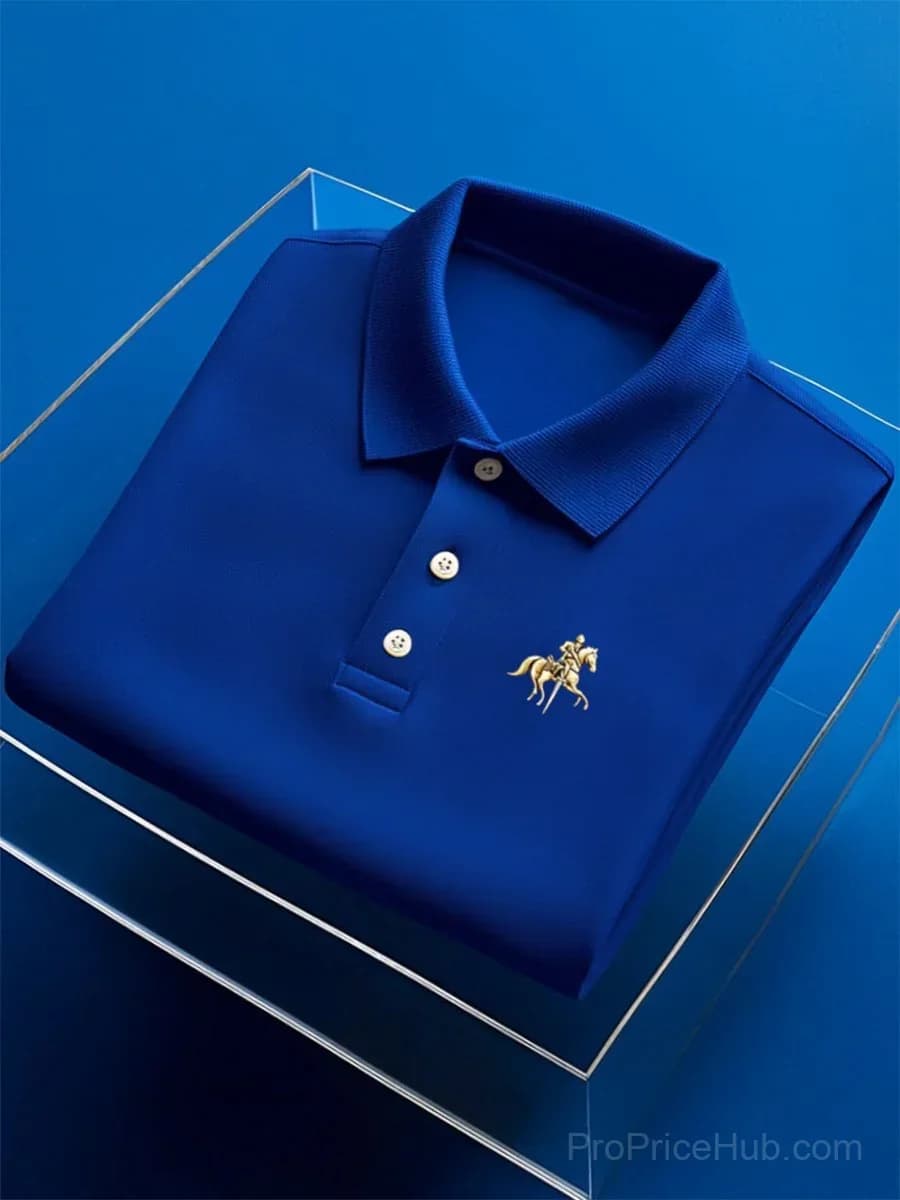 Men's Business Casual Button Short Sleeve Polo Shirt - Main