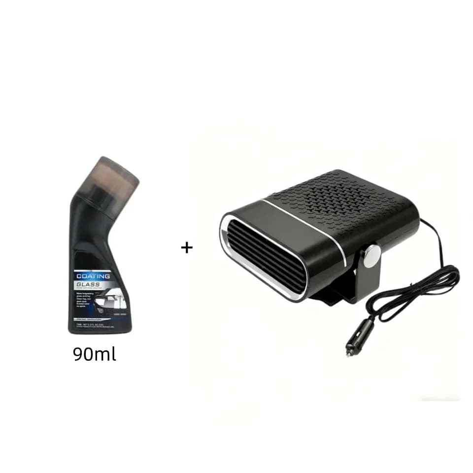 2-in-1 12V Portable Car Heater, 360° Rotating, Black - View 10