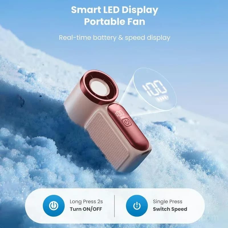 Turbo Handheld Fan, 16900 RPM, 6-Speed, LED Display, 3000mAh, Purple - View 16