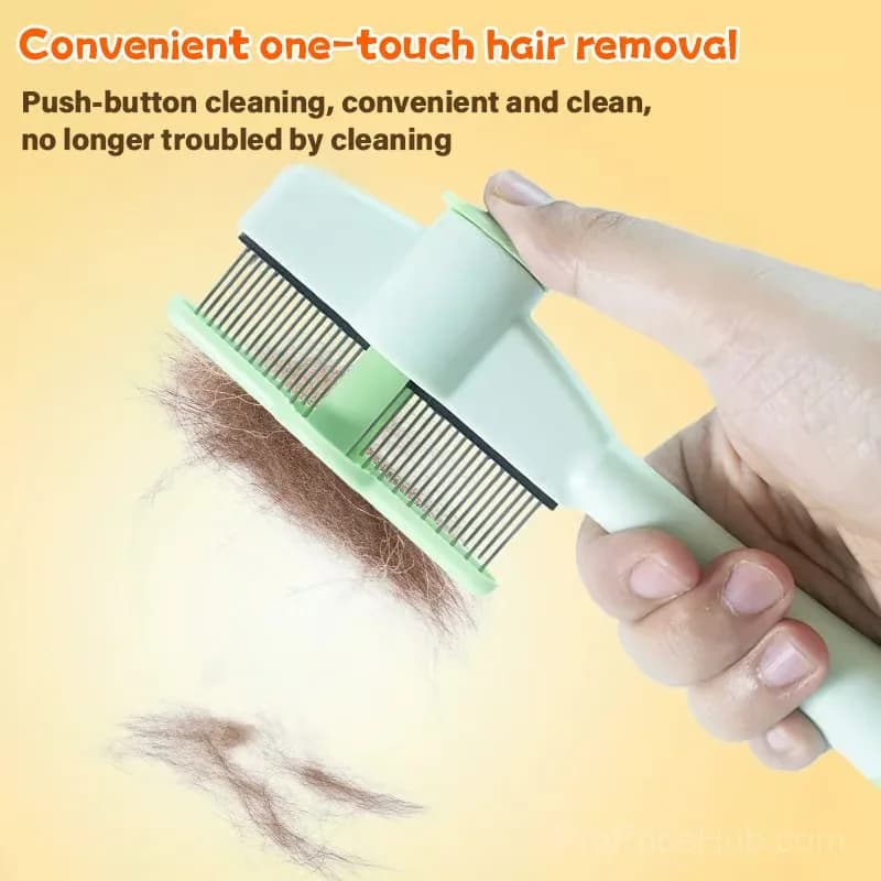 Self-Cleaning Pet Flea Comb Grooming Brush, Green, 1 Pc - View 5