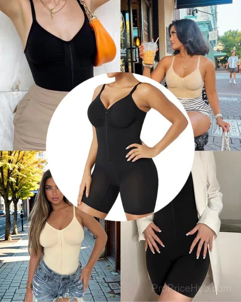 Tummy Control Zip-Up Ultra Stretch Shapewear Bodysuit - View 9