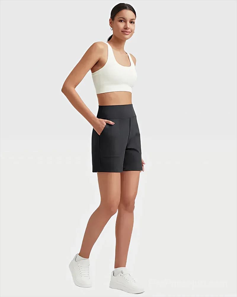 Women's High-Waisted Athletic Bermuda Shorts with Pockets - View 5