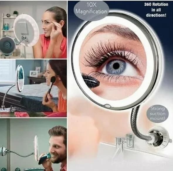 360° Flexible Light-Up 10X Magnification Makeup Mirror - 1 Piece - Main