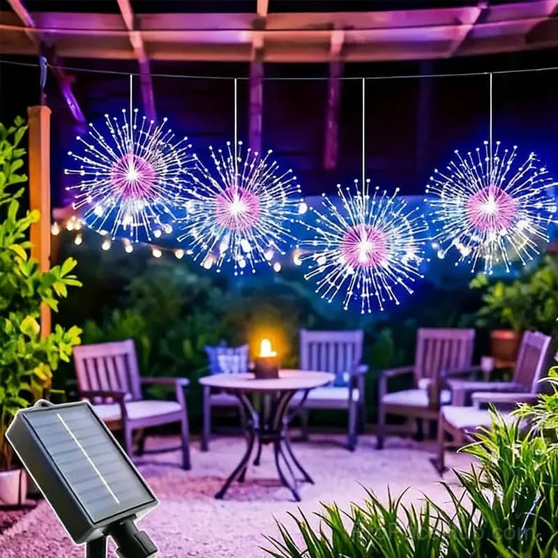 Solar Firework String Lights, Warm White, 4-Pack 240 LED - View 4