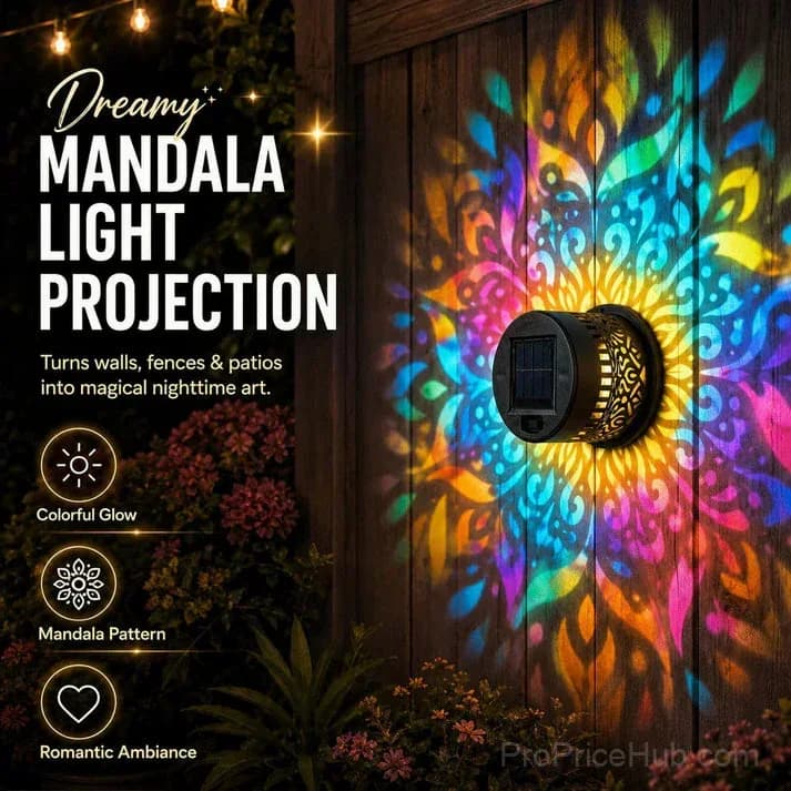 Solar Mandala Wall Light for Outdoor Garden Fence Projector - Main