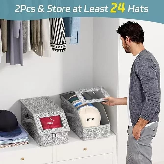 Stackable Hat Storage Boxes for Baseball Caps - Alt