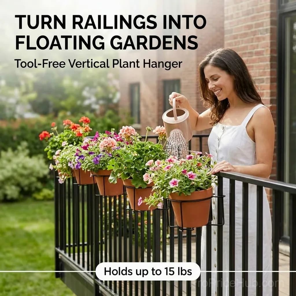 Railing Plant Hanger for Balcony, 1 Piece - Main