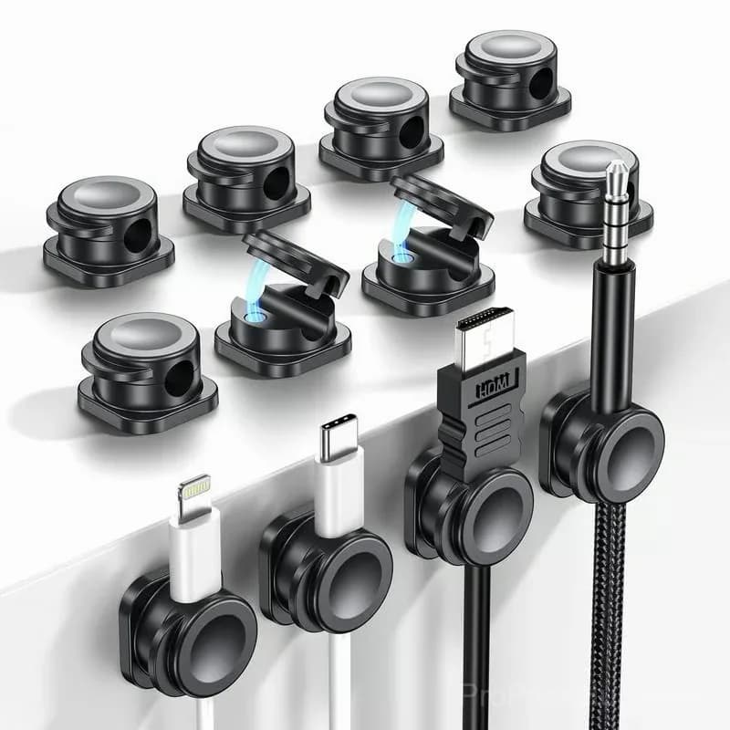 Magnetic Cable Clips, Black, 12-Piece Set - Main
