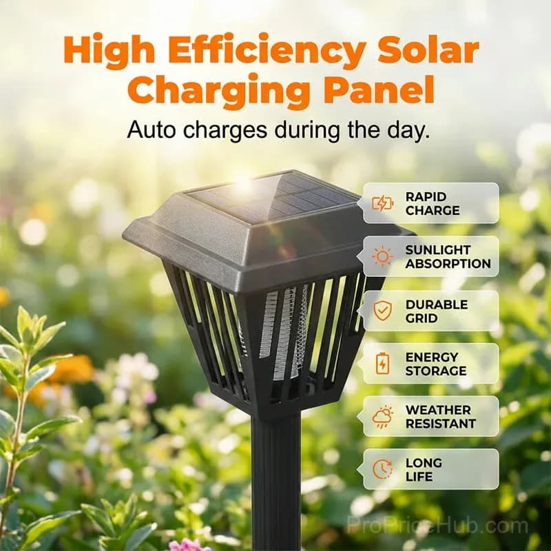 Outdoor Solar Mosquito Killer LED Lamp, Stake/Stand, Black, 1 Pc - Alt