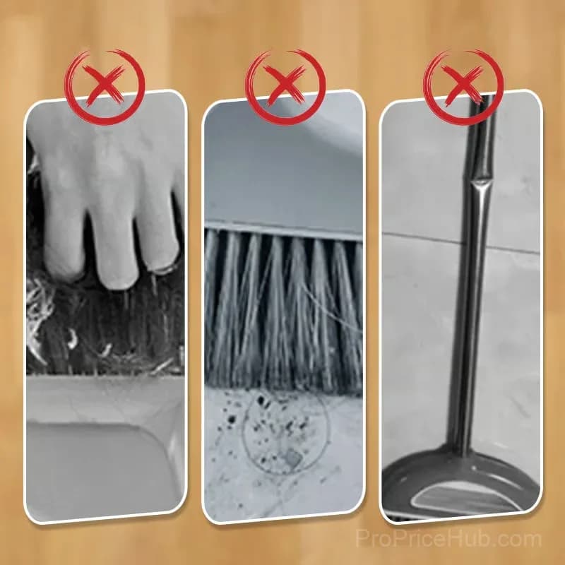 Stand-Up Dustpan and 180° Rotating Broom Set, Blue - Alt