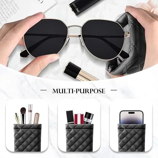 Soft PU Leather Portable Sunglasses Storage Bag - Alt