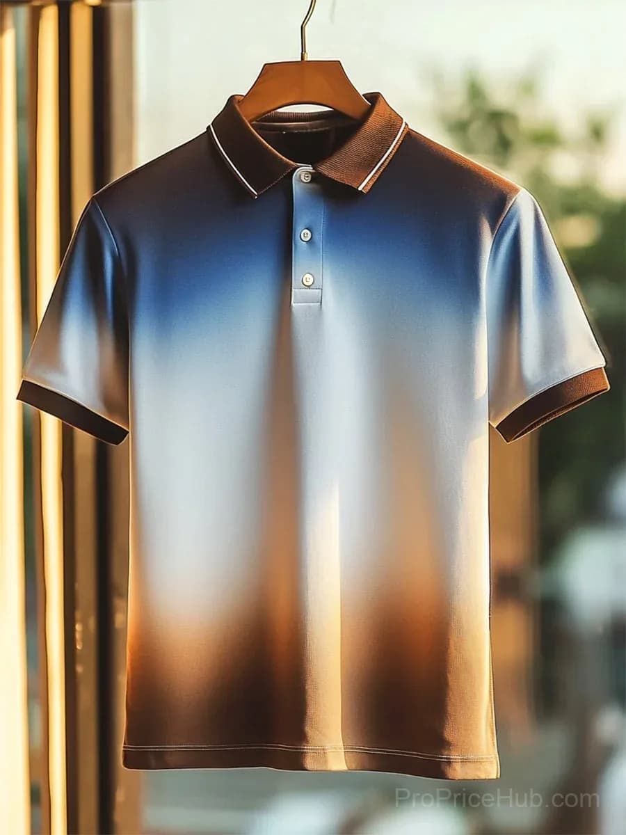 Men's Casual Short Sleeve Gradient Print Polo Shirt - Main