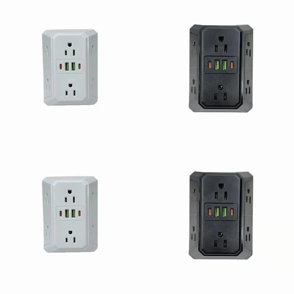 White 6-Outlet Multi Plug Wall Extender - View 8