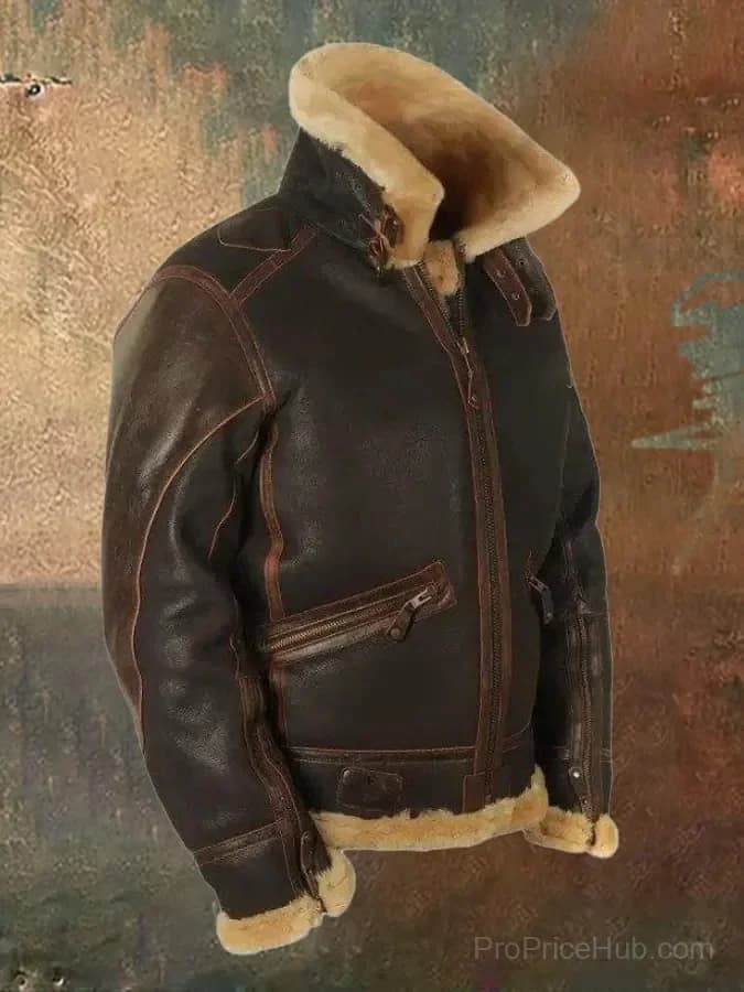 Men's Vintage Faux Fur Leather Jacket - Lapel Zipper - Alt