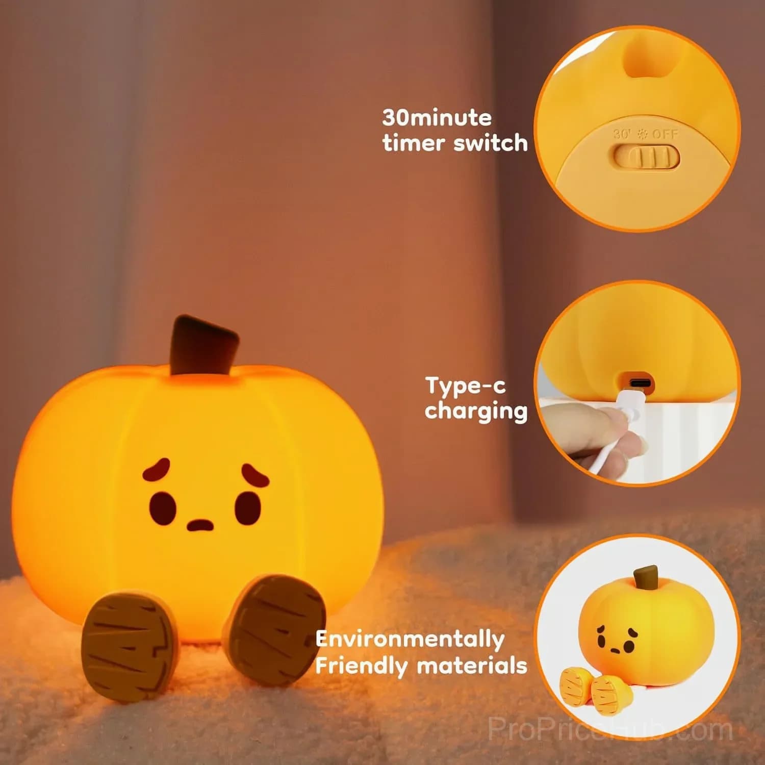 Pumpkin Silicone Pat Night Light, Pumpkin Design - View 8