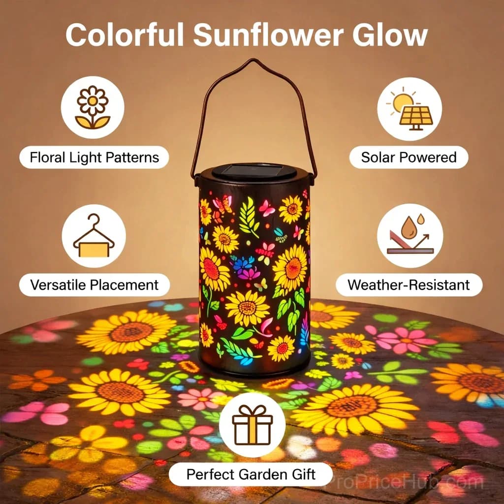 Colorful Sunflower Glow Solar Garden Lantern - View 5