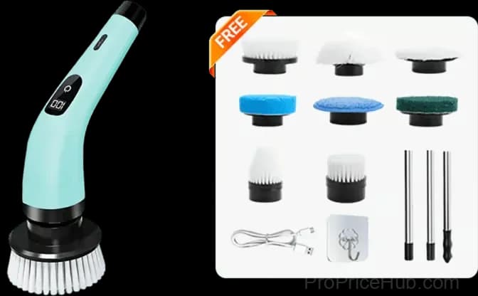9-in-1 Electric Cleaning Brush, White, 1 Pack - View 9