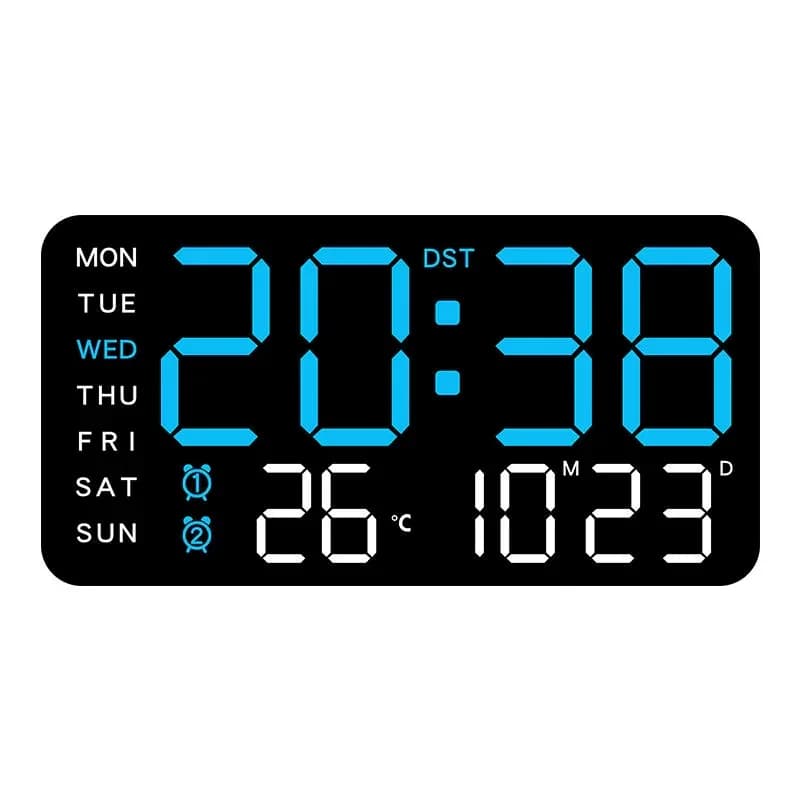 Decorative LED Digital Wall Clock, Green Light, White Shell, No Hook - View 7