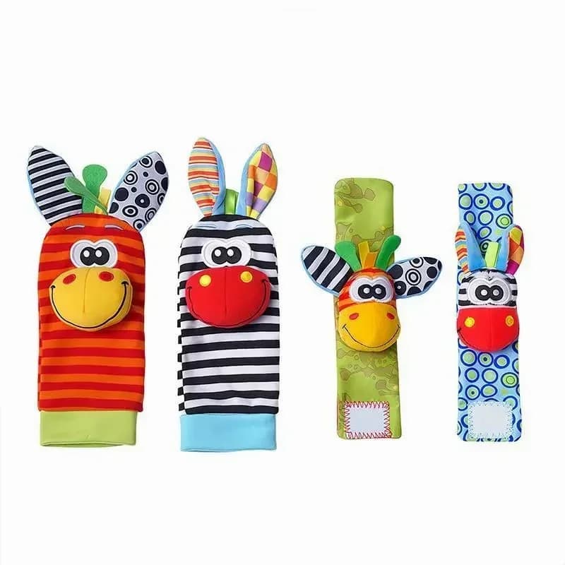 Newborn Baby Cartoon Animal Wrist Rattle Socks Set - Main