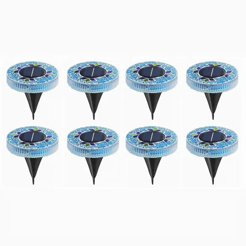 Blue Mosaic Solar Disk Decorative Lights, 4-Pack - Alt