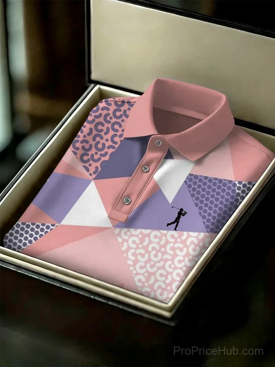 Men's Short Sleeve Printed Business Polo Shirt - Main
