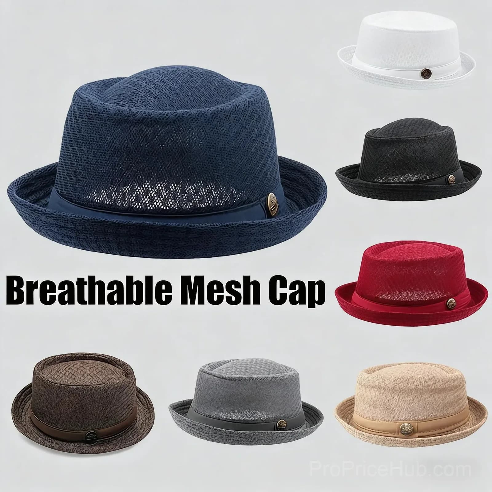 Summer Breathable Mesh Pork Pie Hat - View 2