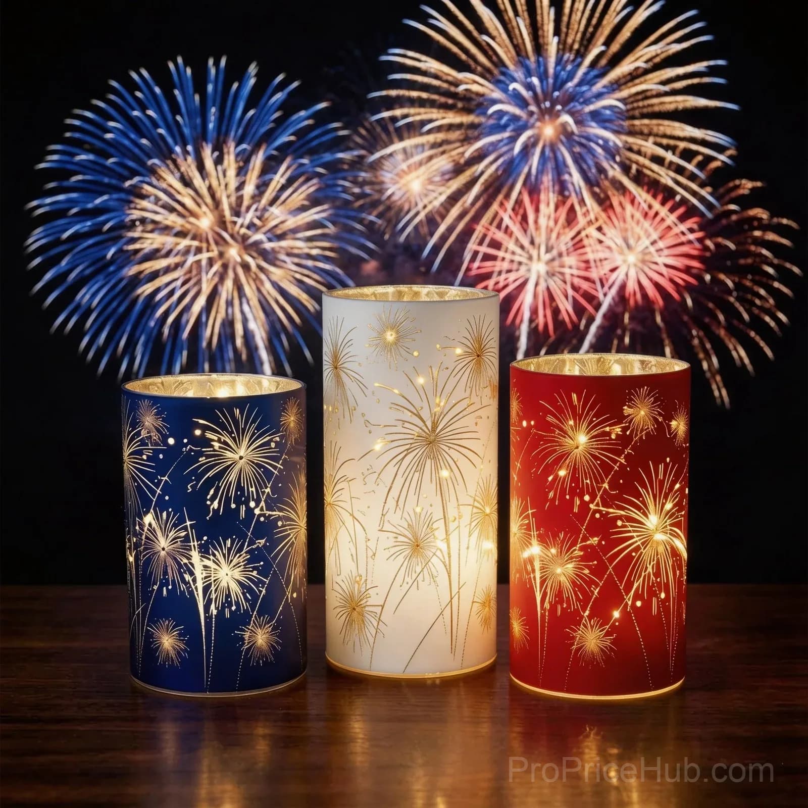Patriotic Red, White & Blue Firework Lanterns - Premium Trio Set - View 8