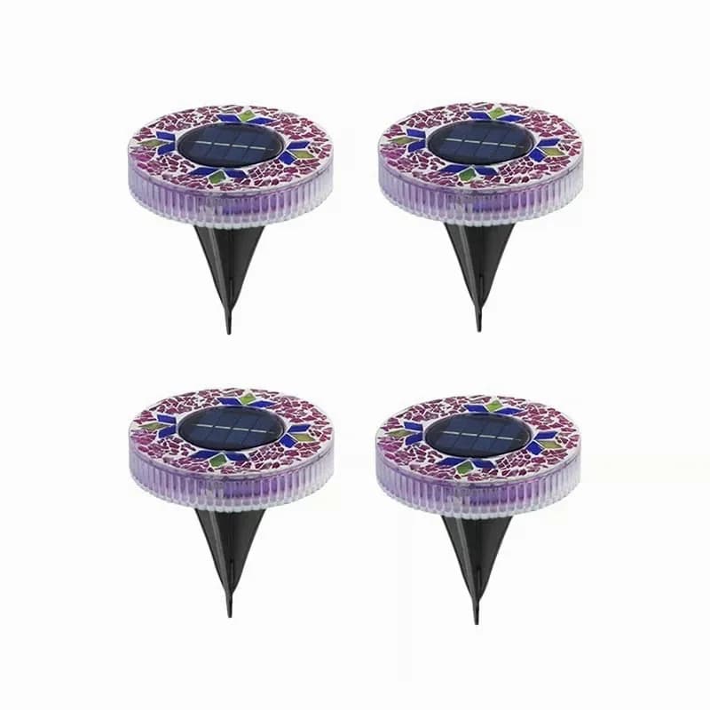 Blue Mosaic Solar Disk Lights, 4-Pack - View 3