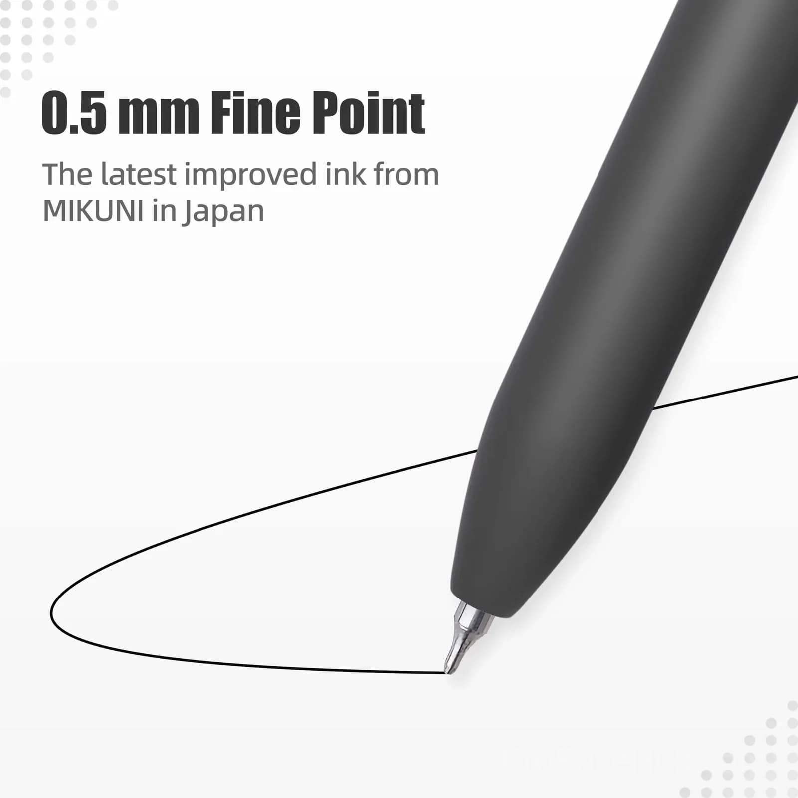 6-Pack Black Retractable Gel Pens, 0.5mm Fine Point Quick Dry - View 6