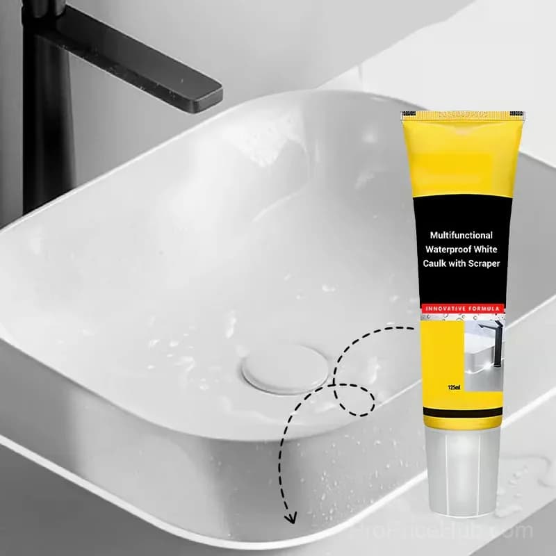 Waterproof White Caulk 150ml with Narrow Nozzle and Scraper - Alt