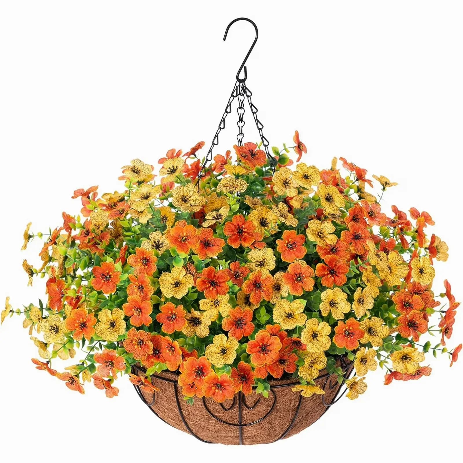 Artificial Daisy Hanging Basket - Low Maintenance Outdoor Silk Flower Planter for Patio & Garden - View 15