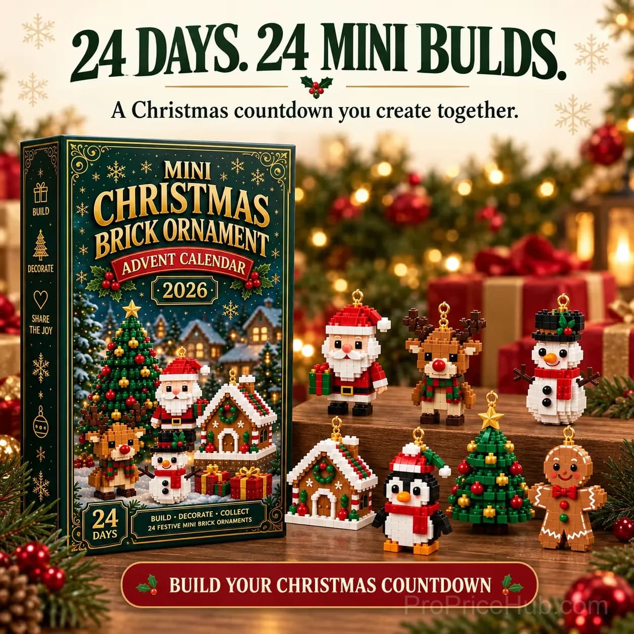 24-Day Mini Brick Christmas Ornament Advent Calendar - Main