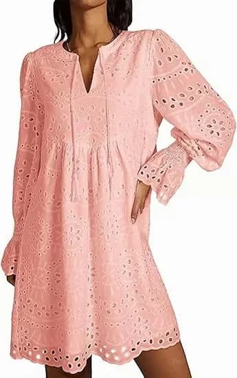 Women's Casual Eyelet Lace Dress, Black, Size S - View 4