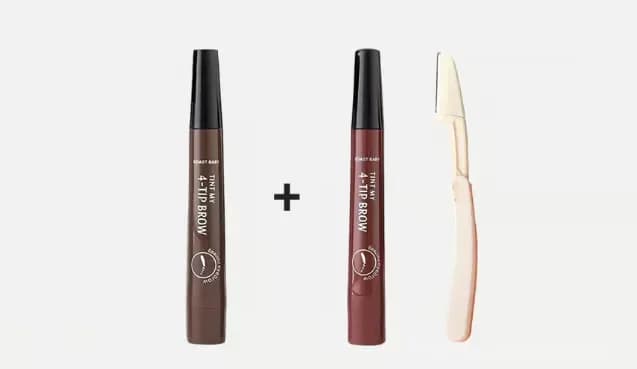 Waterproof 4-Tip Beard and Eyebrow Pen, Light Brown - View 26