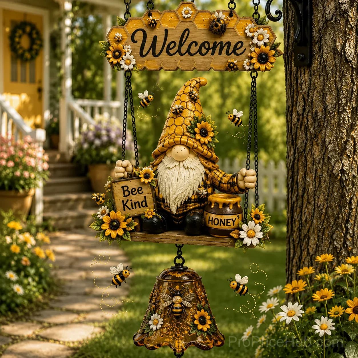 Rustic Garden Gnome Bell Outdoor Decor - View 15