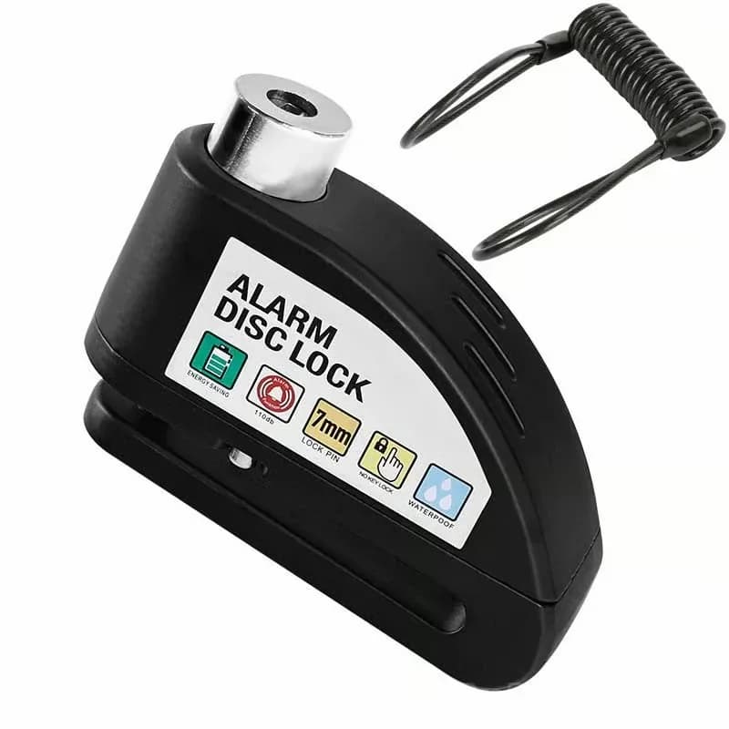 Motorcycle & Bicycle Disc Brake Lock with Alarm, Black - Main