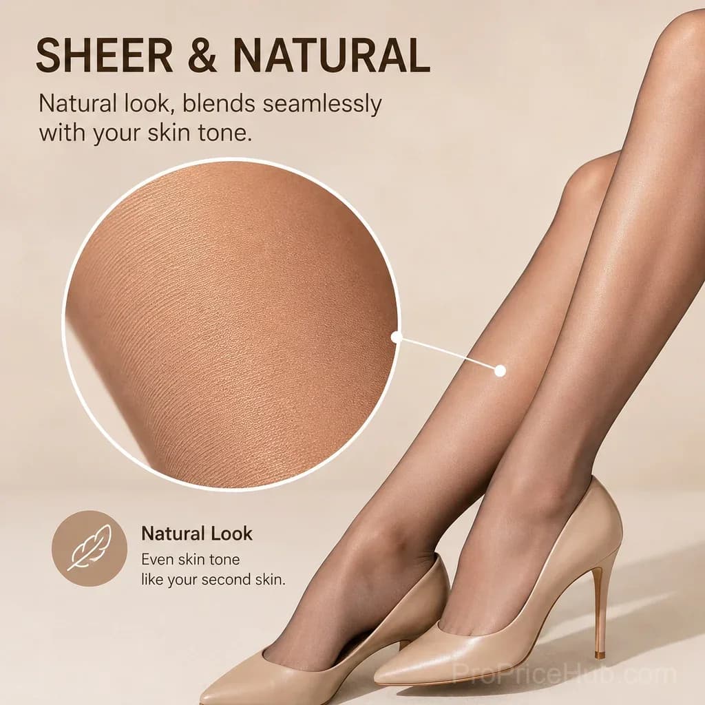 Women's Control Top Sheer Pantyhose with Run-Resistant Reinforced Toe - Alt