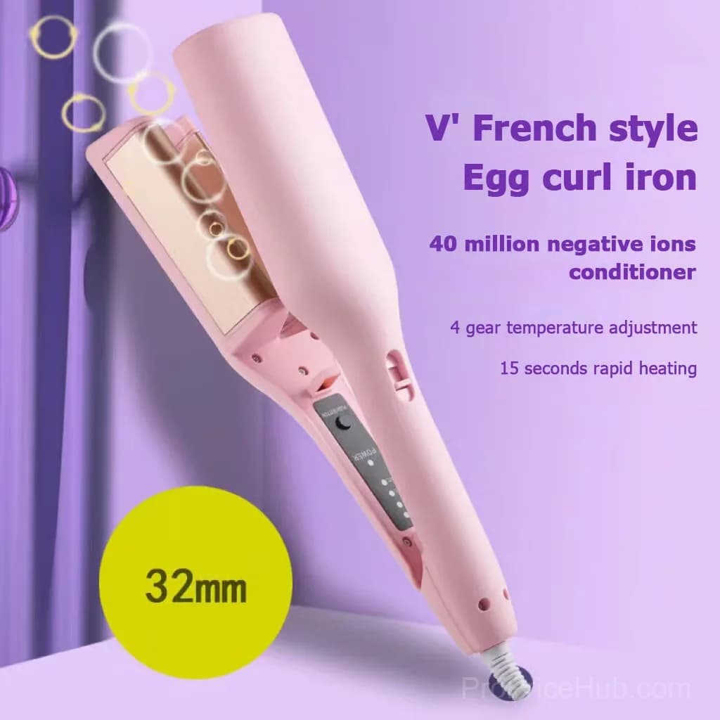 French Wave Curling Iron, Pink, US Plug - View 4
