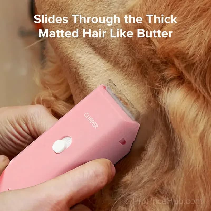 Quiet Cordless Pet Clipper with Ceramic Blade, IPX7, Pink - View 2