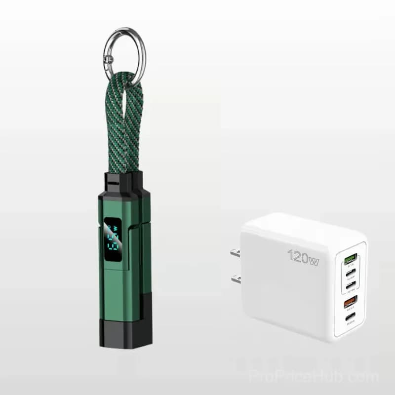 4-in-1 Digital Display Keychain Charging Cable, Black - View 28