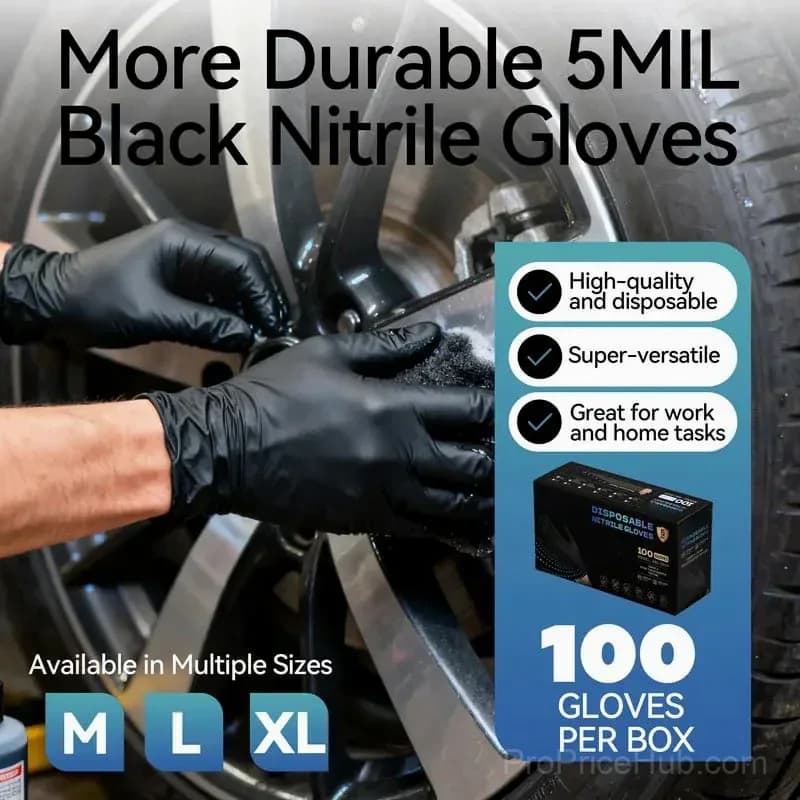 Black Nitrile Gloves, 6mil Heavy Duty, 100 Count, Latex Free, Powder Free - View 4