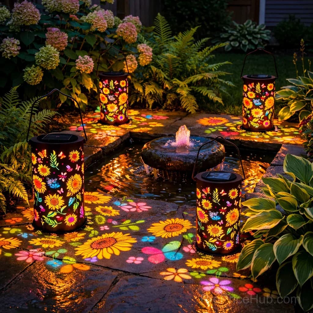 Colorful Sunflower Glow Solar Garden Lantern - View 9