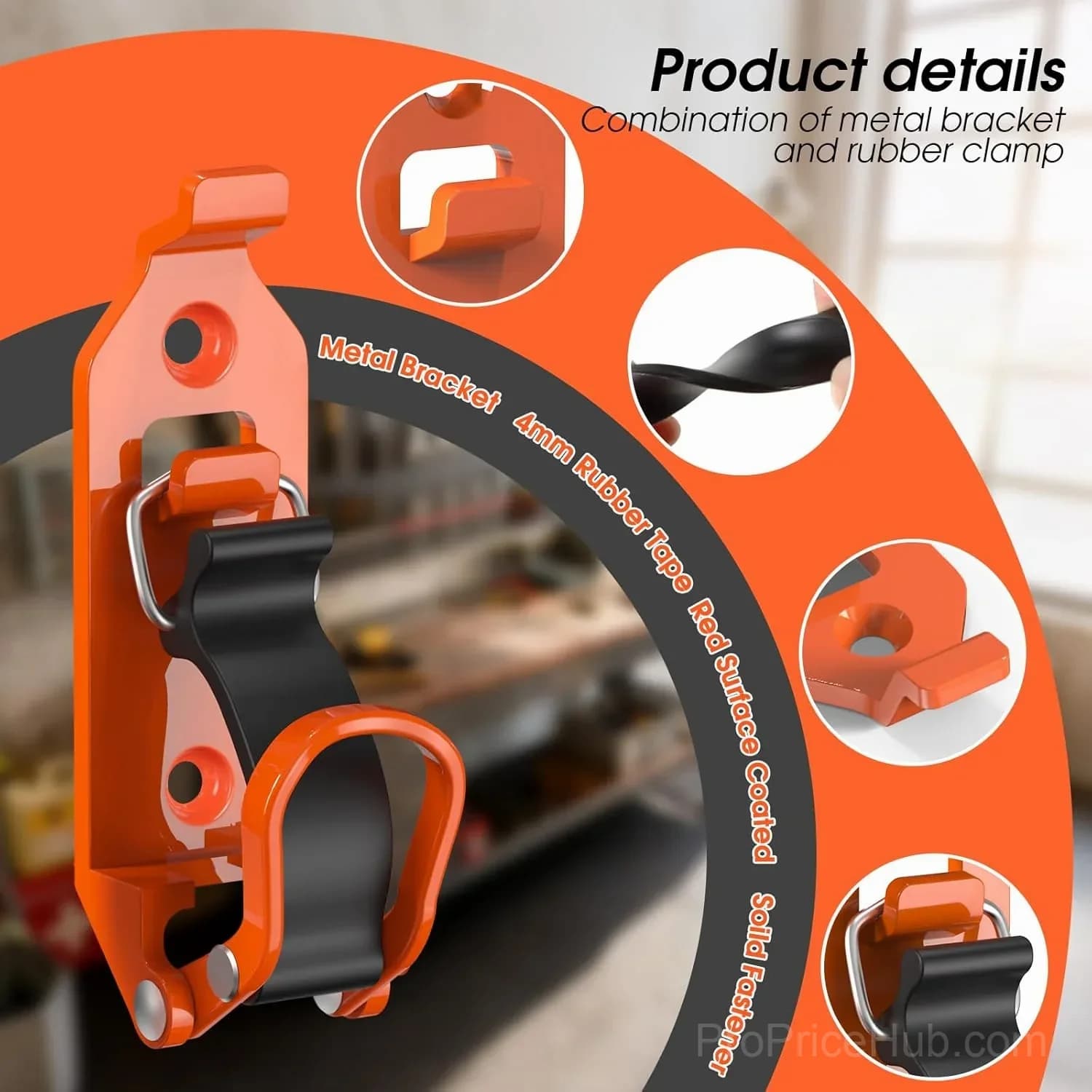 Heavy Duty Metal and Rubber Shovel Mount Kit for Garage Storage - Alt