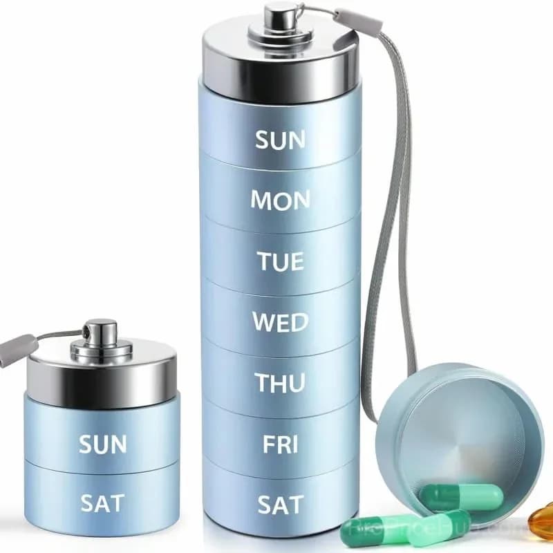 Large Weekly Pill Organizer, Purple - View 3