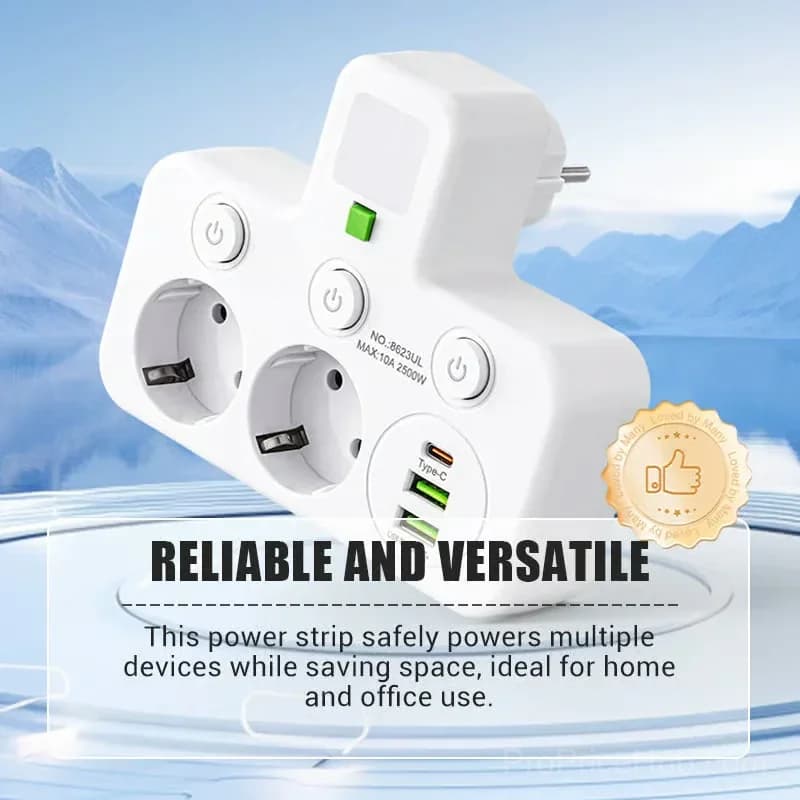 Smart Power Strip with USB Ports, EU Plug, White, 2 Outlets - View 7