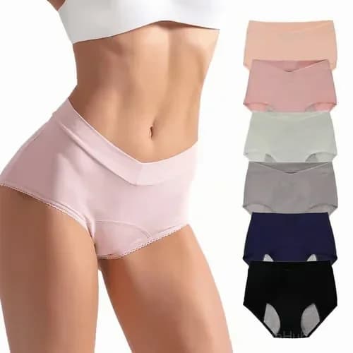 High-Waisted Leak-Proof Period Panties, Pink, L (153-175 lb) - View 6