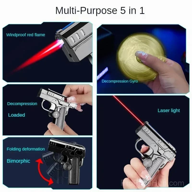 Multi-Functional Foldable Windproof Lighter, Black - View 4