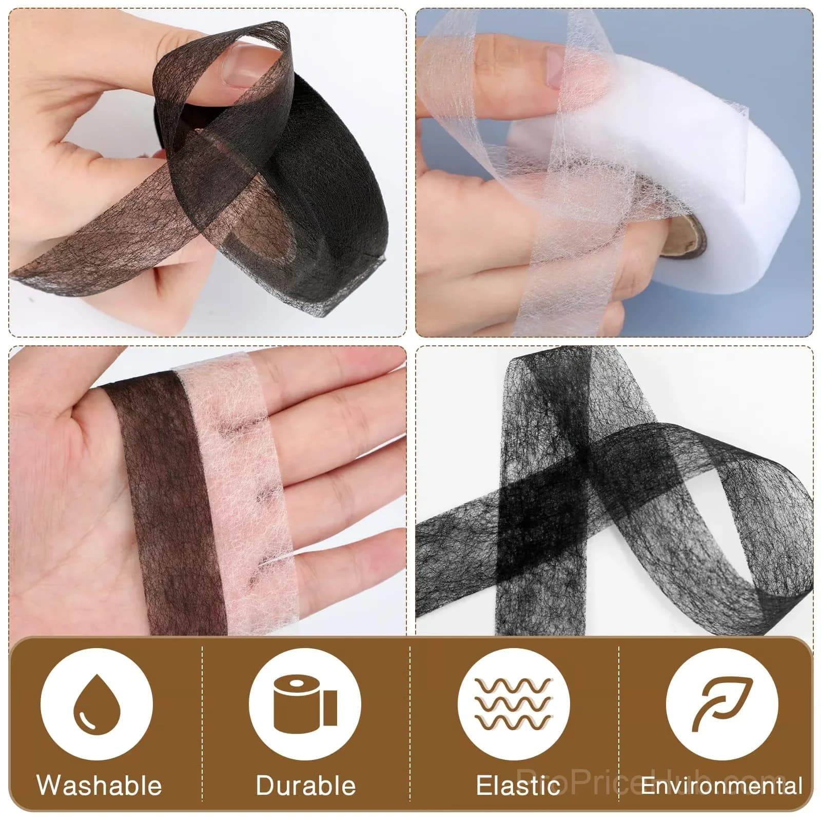 White Fabric Fusing Tape, 1cm Width, 70 yd, 3 Rolls - View 6