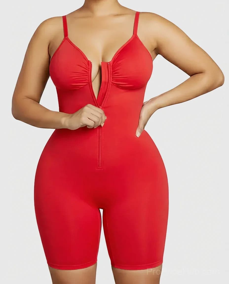 Tummy Control Zip-Up Ultra Stretch Shapewear Bodysuit - View 12