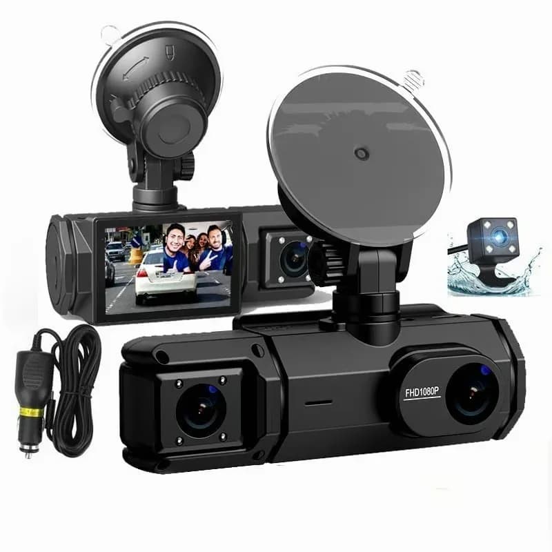 Three-Lens Dash Cam with WiFi, Front Cabin Rear Recording - Main